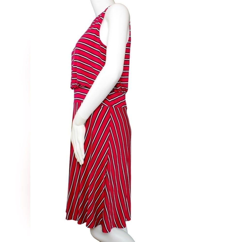 Ann Taylor Loft Women's Red, Black & Red Sleeveless Striped Dress Size MP - Picture 4 of 11